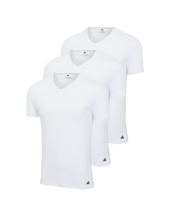 Set de tricouri cu decolteu in V - 3 piese, Alb