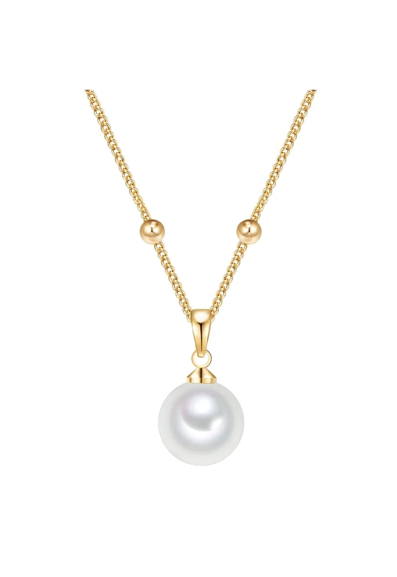 Colier placat cu aur de 14K si decorat cu perle sintetice, Auriu, Auriu