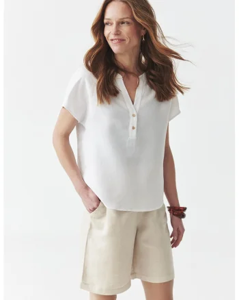 Bluza-tunica din amestec de in, Alb