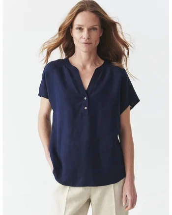 Bluza-tunica din amestec de in, Bleumarin