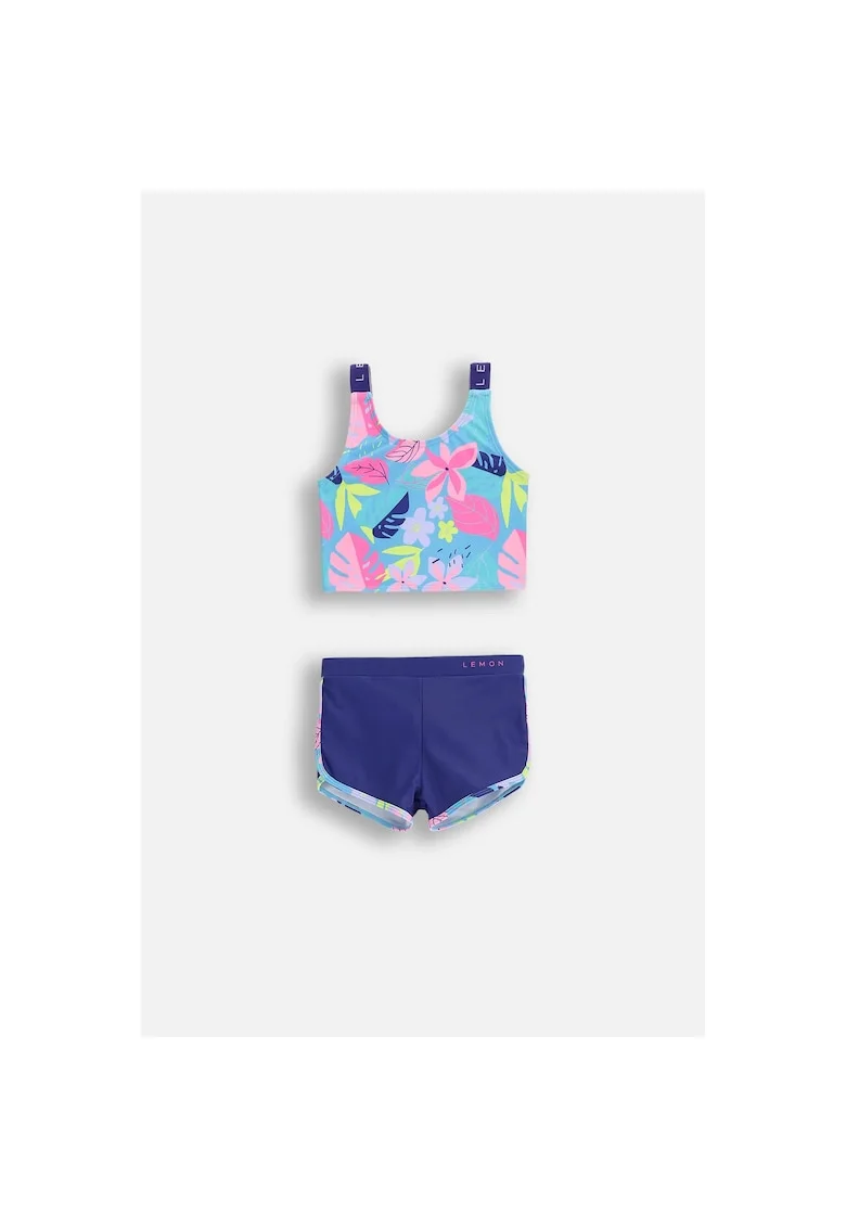 Costum de baie din doua piese cu imprimeu tropical