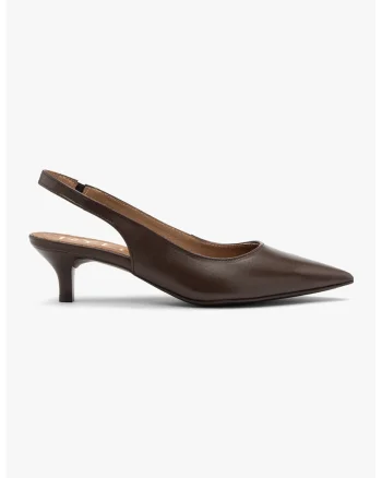 Pantofi slingback de piele Sarah, Maro inchis