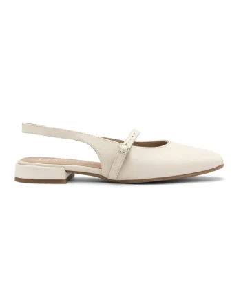 Pantofi slingback din piele intoarsa, Crem