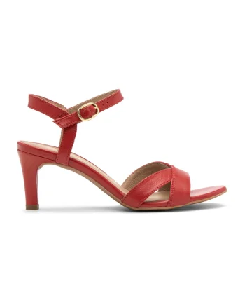 Sandale din piele cu toc Gwen, Rosu/Caramel