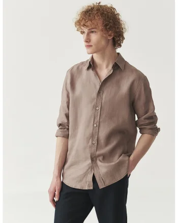 Camasa relaxed-fit din in, Violet prafuit