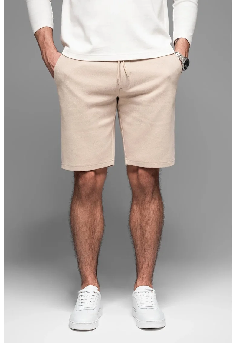 Pantaloni scurti cu snur, Maro taupe deschis