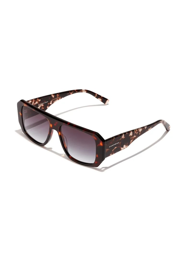 Ochelari de soare dreptunghiulari cu animal print, Maro