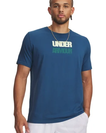 Tricou lejer cu logo Block, Albastru inchis/Galben pal/Lila