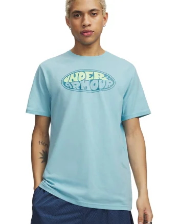 Tricou slim-fit cu imprimeu logo, Albastru pastel