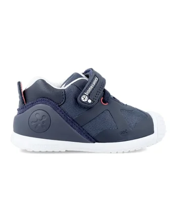 Pantofi sport cu talpa wedge si inchidere velcro, Alb/Coral/Bleumarin