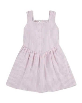 Rochie evazata cu dungi, Roz pastel
