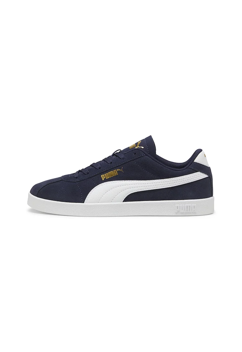 Pantofi sport Club II Intense unisex de piele intoarsa, Alb/Bleumarin