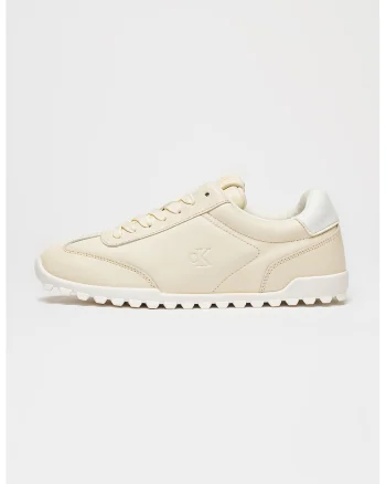 Pantofi sport low cut din piele, Alb fildes