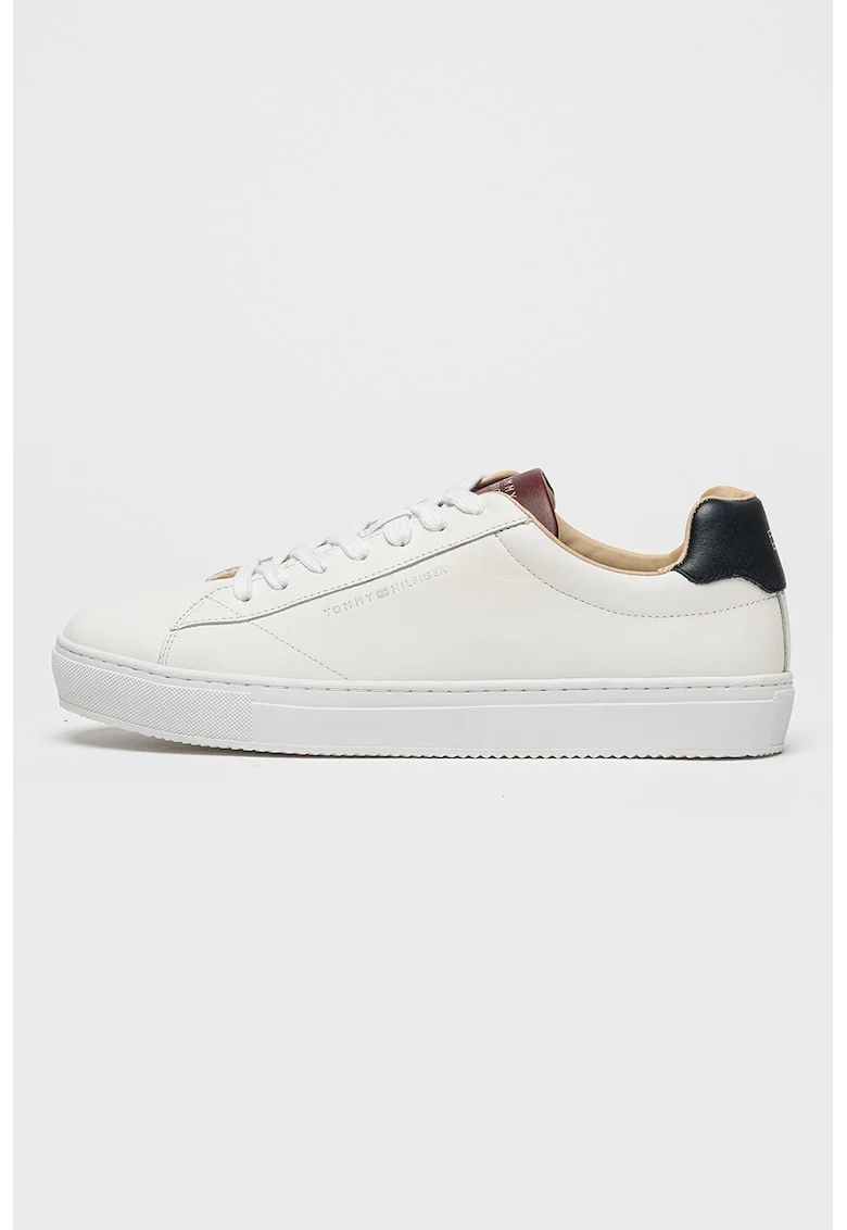 Pantofi sport low-cut din piele Premium Cupsole, Alb/Visiniu/Albastru ultramarin