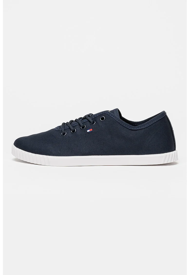 Pantofi sport din panza cu detaliu cu broderie logo, Albastru ultramarin