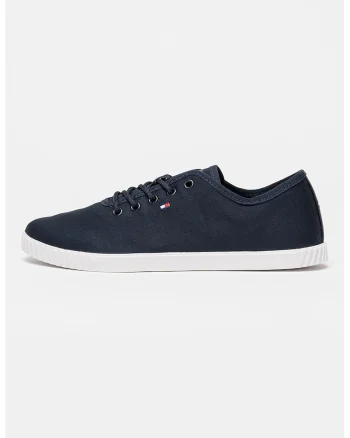 Pantofi sport din panza cu detaliu cu broderie logo, Albastru ultramarin