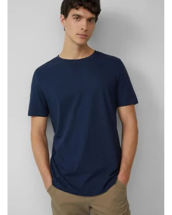 Tricou barbati, Regular Fit din amestec de in si bumbac, Bleumarin inchis