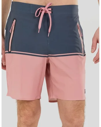 Pantaloni scurti de baie cu buzunare cu fermoar Morris, Roz prafuit/Bleumarin