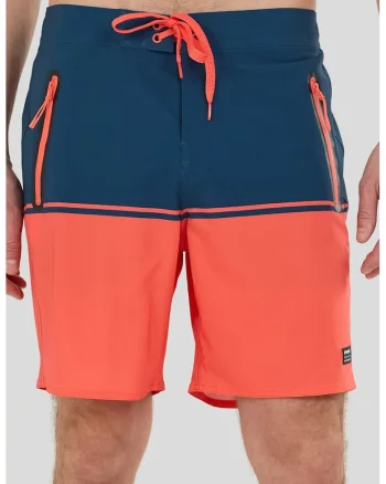 Pantaloni scurti de baie cu buzunare cu fermoar Morris, Portocaliu mandarina/Bleumarin