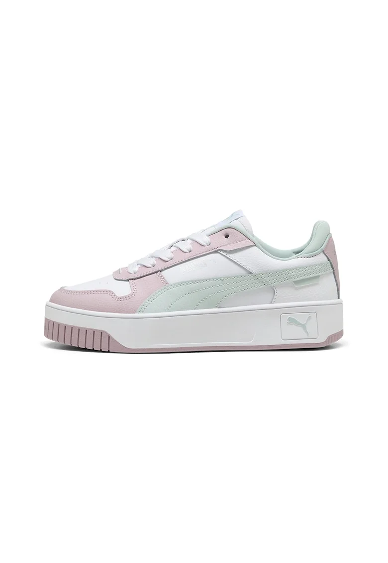 Pantofi sport Carina Street Jr. de piele si piele ecologica, Alb/Albastru pal/Roz
