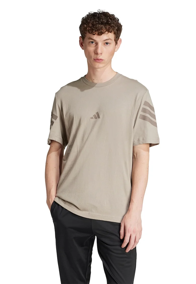 Tricou din bumbac cu 3 dungi Future Icons, Maro taupe deschis