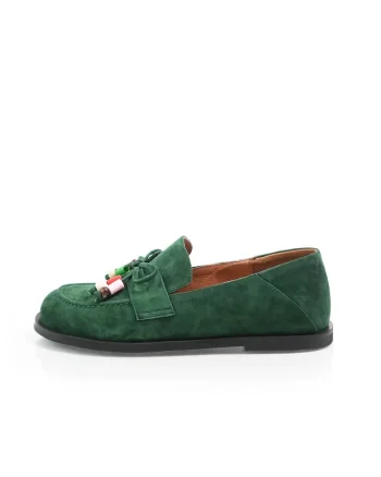 Pantofi loafer  261102 din piele intoarsa, Verde