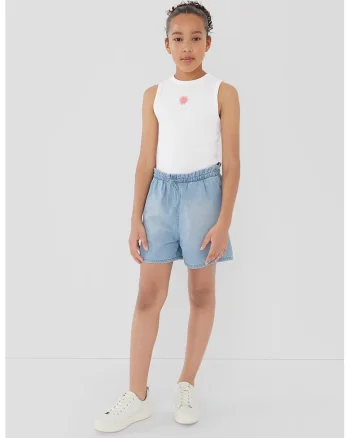 Tricou striat cu decolteu la baza gatului, Alb