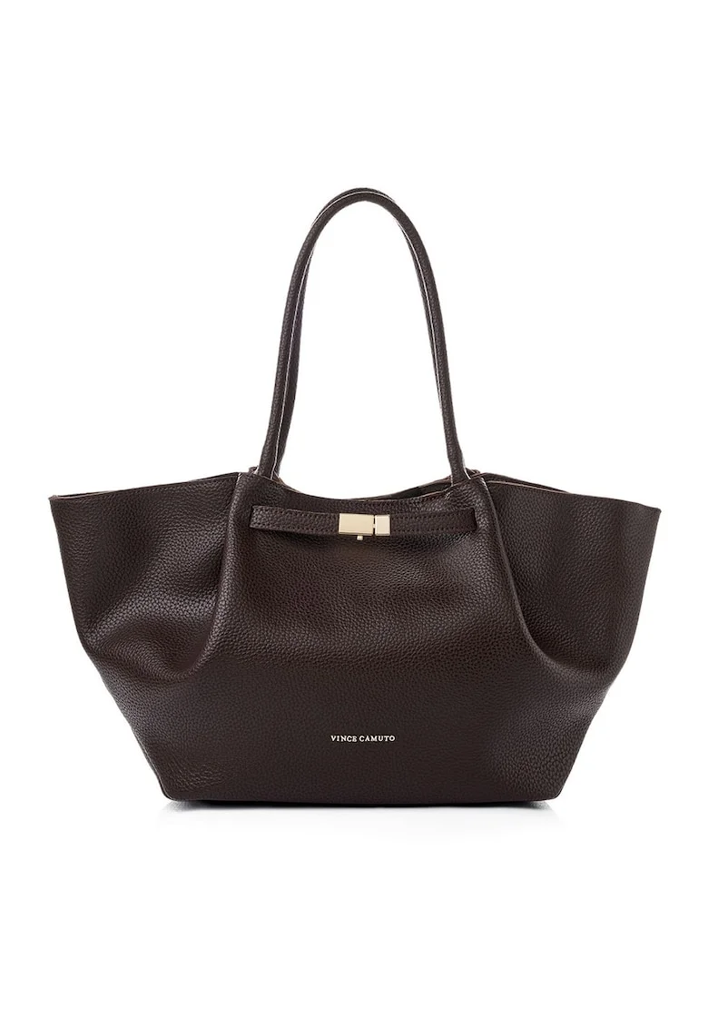 Geanta tote de piele ecologica, Maro inchis, 27x52x13