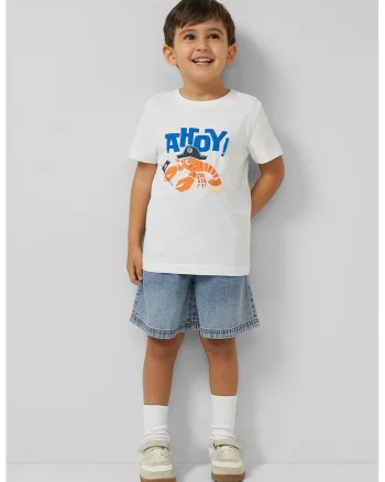 Tricou din bumbac cu model, Alb