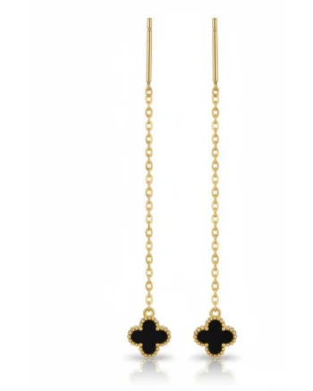 Cercei  aurii, inox suflat cu aur 18k, forma de floricica, lungime 6cm