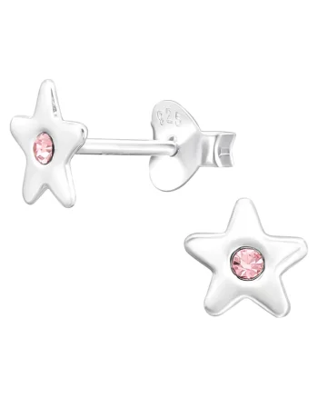 Cercei din Argint 925 Stelute cu Cristale Zirconia Rose