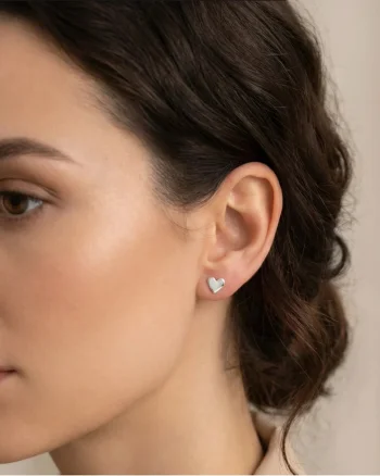 Cercei din Argint 925 cu Inimioare de 6mm, inchidere cu fluturas, tip surub