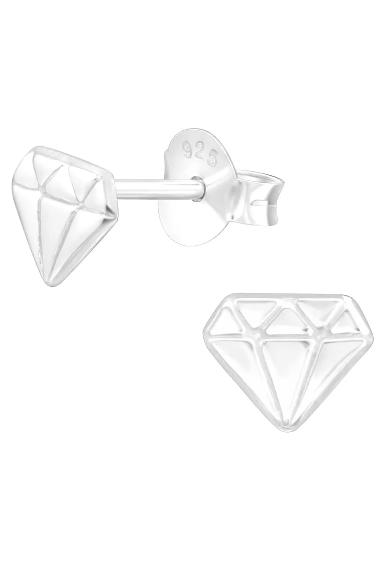 Cercei din Argint 925, forma diamant, 6mm x 5mm, inchidere tip fluturas,