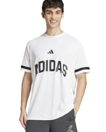 Tricou cu logo si decolteu la baza gatului, Alb