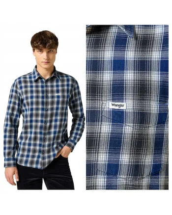 Camasa Barbati,  1PKT Shirt, Regular Fit, Design Clasic, Maneci Lungi, Cu Guler, Cu Nasturi, Bumbac, Albastru, Albastru