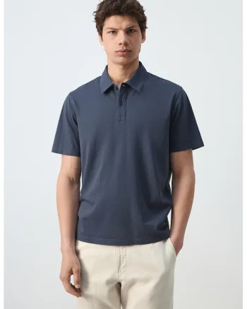 Tricou regular fit din material pique, Albastru inchis