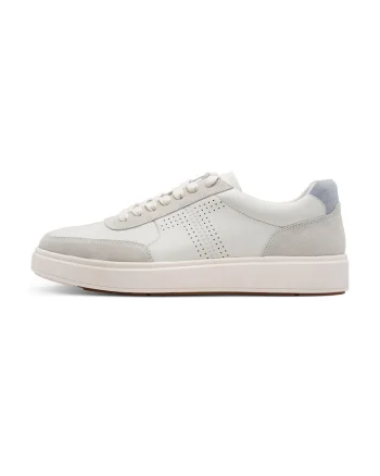 Pantofi sport low-cut de piele cu perforatii, Gri/Alb murdar