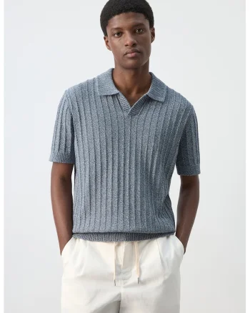 Tricou polo din bumbac, Albastru prafuit