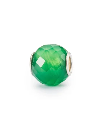 Talisman  Onix Verde Rotund Fatetat, cu Argint 925, Verde