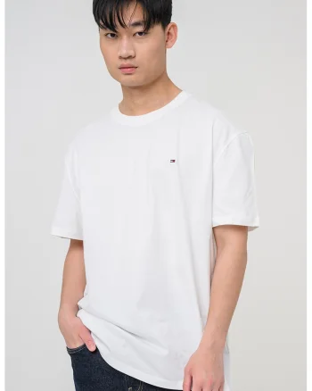 Tricou din bumbac cu decolteu la baza gatului, Alb