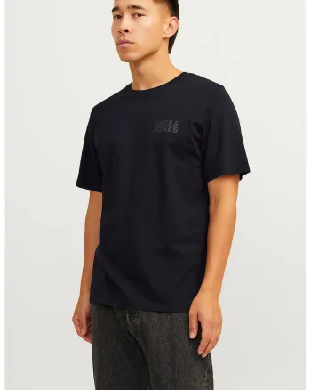 Tricou de bumbac organic cu detaliu cu imprimeu logo cauciucat, Negru/Gri
