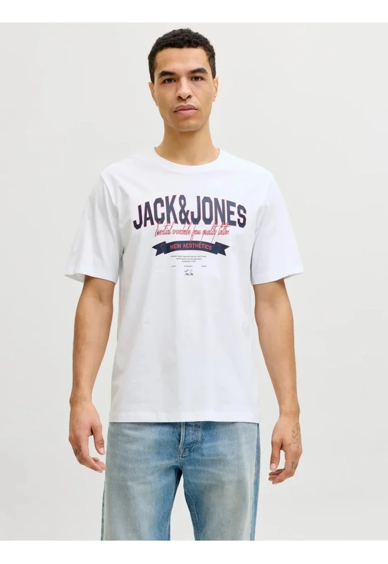 Tricou cu decolteu la baza gatului, barbati, Standard fit, Alb,