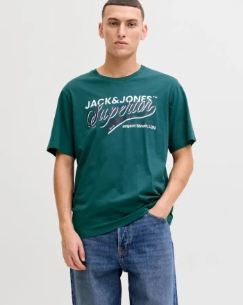 Tricou cu decolteu la baza gatului, barbati, Standard fit, Verde inchis,