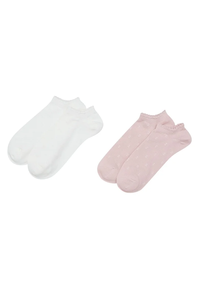 Sosete dama Nydia  set de 2 perechi roz murdar, alb crem, Alb crem