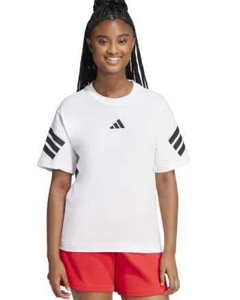 Tricou cu decolteu la baza gatului Future Icons 3-Stripes, Alb