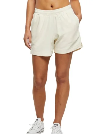 Pantaloni scurti cu buzunare laterale si model uni, Alb fildes