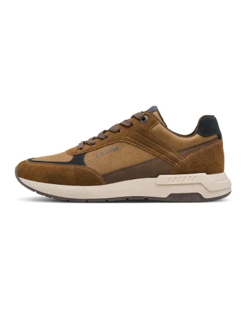 Pantofi sport din piele ecologica si material textil, Maro deschis