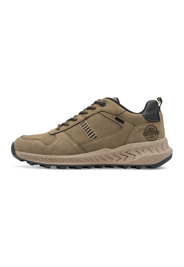 Pantofi sport de piele ecologica cu logo, Maro taupe
