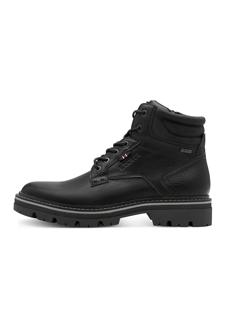 Ghete de piele exologica cu garnitura din material textil, Negru stins