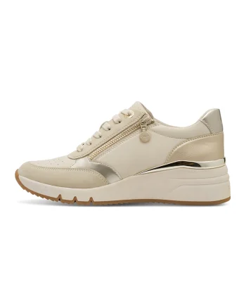 Pantofi sport wedge cu fermoar, Bej deschis